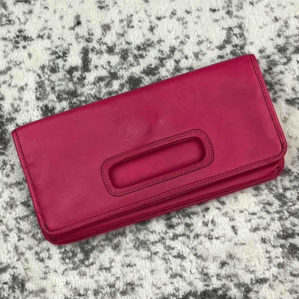 Coach pink leather clutch